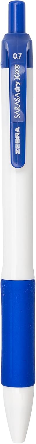 Zebra Pen Sarasa Dry X20+ Retractable Gel Pen, Plastic Barrel, Medium Point, 0.7mm, Blue Ink, 12-Pack...