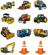 Jayd Products - 12 Large Construction Trucks and Traffic Cones Cutouts, Construction Party Decorations, Wall Decor For Kids, Classroom Decorations...