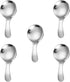 5PCS Short Handle Spoon, Stainless Steel Mini Spoons Thickened Small Round Spoon For Salt Condiments Dessert Tea Coffee (Silver)...