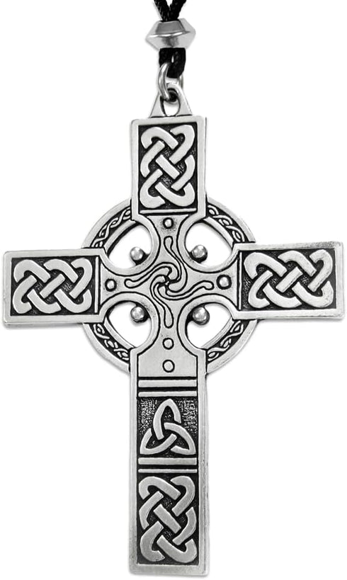 Large Celtic Cross Pendant Necklace - Pewter Irish Jewelry...