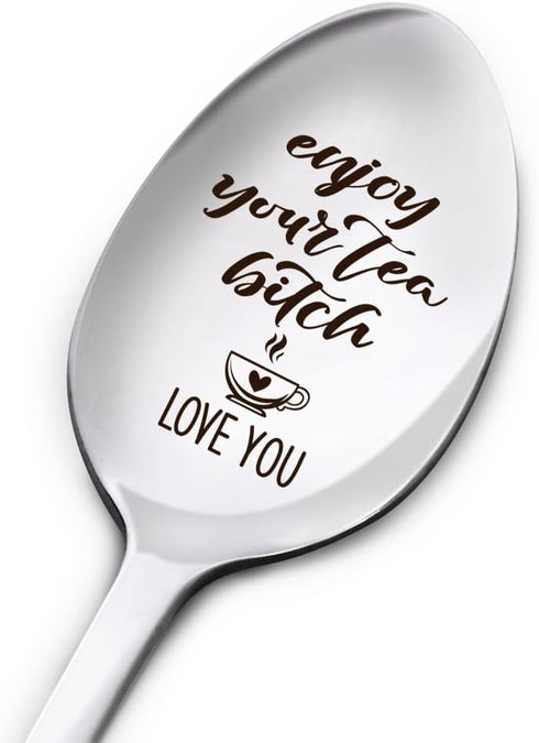 Friendship Spoon Gifts for Women Friends, Enjoy Your Tea, Sister Gifts from Sister, Birthday Thanksgiving Christmas Gifts for Tea Lover Besties Be...