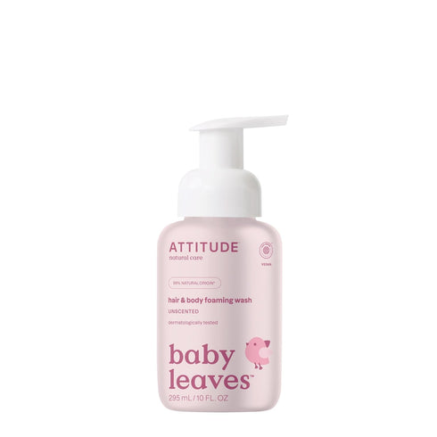 ATTITUDE 2-in-1 Hair and Body Foaming Baby Wash, EWG Verified Shampoo Soap, Dermatologically Tested, Made with Naturally Derived Ingredients, Vega...