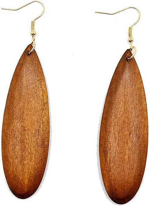 Bohemian Geometric Natural Wooden Earrings Dangle Lightweight Teardrop African Ethnic Statement Drop Earrings for Women...