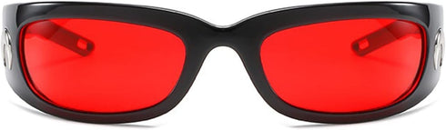 Wrap Round Sunglasses Y2K Trendy, Fashion Black Sport Shades Moon Décor…...