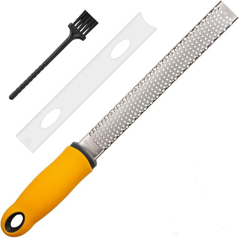 Lemon Zester, Hand Cheese Grater, Zester Grater with Handle, with Razor-Sharp Stainless Steel Blade, Protective Cover and Cleaning brush, Dishwash...