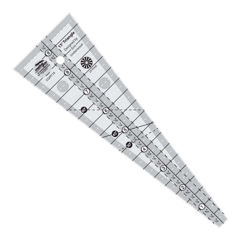 Creative Grids 15 Degree Triangle Ruler – CGRT15 – Made in USA, 3in x 9-1/2in, Non-Slip Grip Acrylic Quilting, Sewing, Crafting, Patchwork Ruler &...