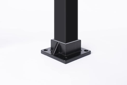 Floor Mount Post Plange for 2" Square Fence Post and Deck Railing, Heavy Duty, Aluminum,Black...