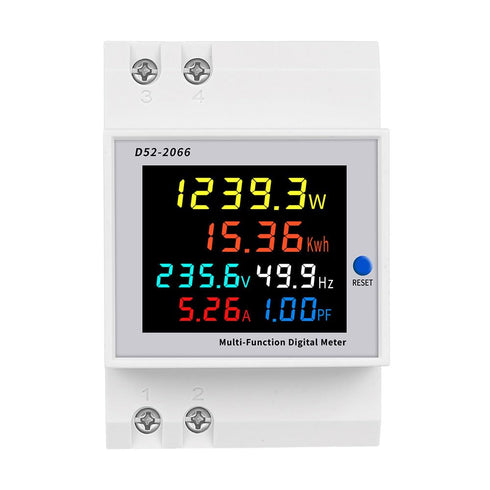 Single Phase Energy Meter Tester Din Rail Electricity Usage Monitor 6 in 1 Multimeter AC 40-300V 100A Voltage Current Voltmeter Ammeter Watt Kwh F...