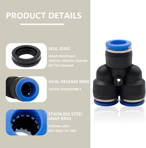 10 Pcs 6mm 3 Way Y Splitter Push in Connect Pneumatic Fitting,3 Way Plastic Quick Release PY Air Line Adapter...