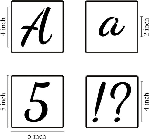 4 Inch Alphabet Letter Stencils for Painting - 70 Pack Letters and Numbers Stencil Templates with Signs for Painting on Wood, Reusable Number and ...
