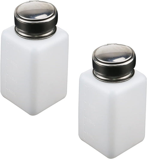 Antrader 2 Pack Push Down Dispenser Bottles,200ml(6.7oz) Push Down Liquid Dispenser Pump Bottle,White...