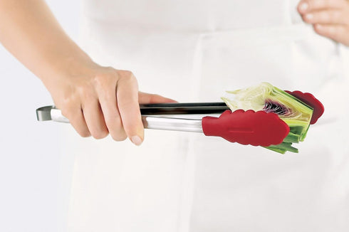 Browne & Co Cuisipro 12-Inch Silicone Tongs with Teeth, Red...
