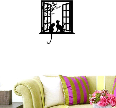 BIBITIME Tree Branch Fake Window Black Cats Wall Art Stickers for Bedroom Living Room Coffee Shop Vinyl Decals Nursery Bedroom Kids Room Decor 16....