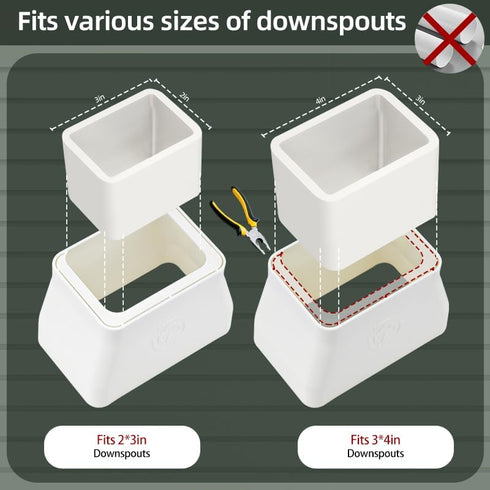 Rainwater Collection System, Rain Barrel Diverter Kit for 2 X 3 and 3 X4 inch, Down Spout RainWater Diverter...