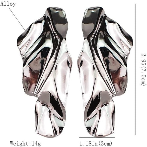 Geometric Statement Texture Earrings for Women Large Fashion Irregular Minimalism Earrings Simple Modern Rectangle Large Leaf Earrings Hypoallerge...