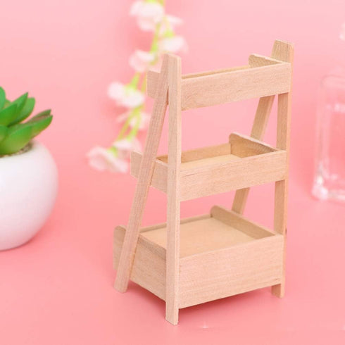 EXCEART 2pcs 1: 12 Dollhouse Wooden Flower Stands 3 Tier Plant- Shelves Stand Rack Miniature Model Ornament Home Indoor Outdoor Decor...