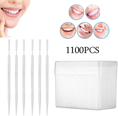 1100pcs Soft Plastic Double-Head Brushed Toothpick Oral Care Interdental Brush...