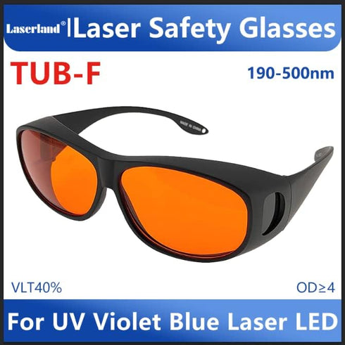 OD6 Laser Safety Glasses UV light Violet Blue for 405nm, 445nm, 450nm,473nm Laser 190nm-490nm TUB-F...