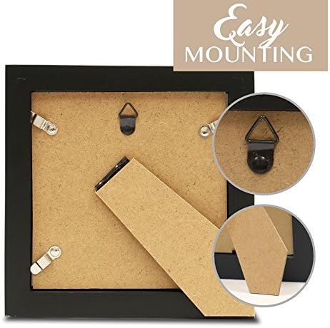 Klikel 5x5 Black Picture Frame - Made of Real Wood With Glass Photo Protector - Wall Hanging And Table Standing Display...