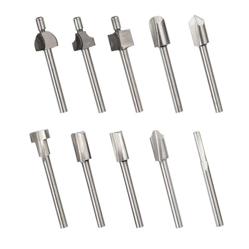 10Pcs Titanium Router Bits 1/8" Shank Carbide Engraving Milling Cutter Bit Set for Rotary Tools for DIY Woodworking, Carving, Trimming, Drilling...