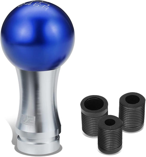 J2 Engineering J2-SK-010-BL 2-Piece Ball Teardrop Style Aluminum 6-Speed Manual Transmission Shift Knob with Thread Adapters Fits M8 M10 M12,Blue/...