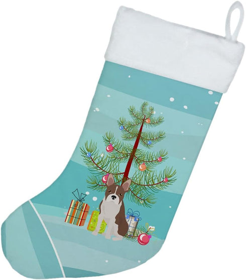 Caroline's Treasures CK3493CS Boston Terrier Christmas Tree Christmas Stocking Fireplace Hanging Stockings Christmas Season Party Decor Family Hol...