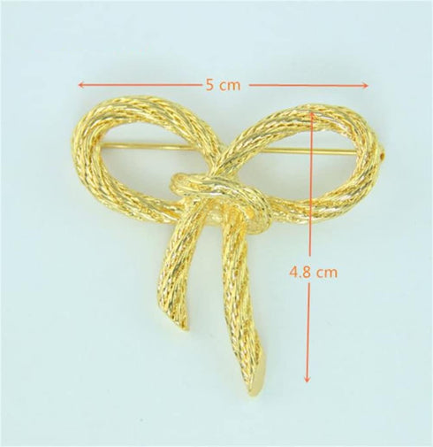Elegant Gold Color Bow Tie Brooch Lapel Pin For Women Simple Dress Coat Cardigan Wedding Jewelry Gifts...