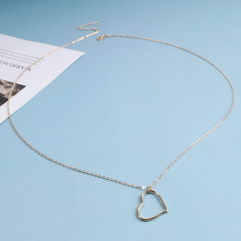 Boho Long Heart Pendant Necklace Gold Outline Heart Necklace Chain Hollow Heart Drop Necklace Minimalist Necklace Jewelry for Women and Girls Gift...