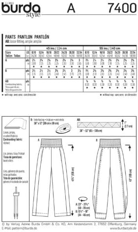 Burda Ladies Easy Sewing Pattern 7400 Harem Pants...