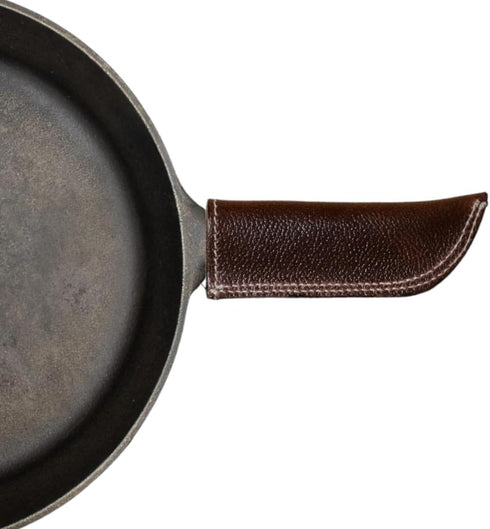 Leather Cast Iron Hot Handle Cover, Skillet Panhandle Grips, Frying Pan, Heat Protection, Kitchen Essentials,Panhandle, Potholder, Slides On/Off E...