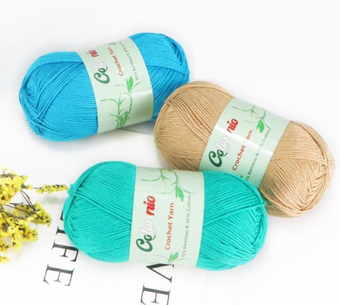 8 Skeins Crochet Knitting Yarn 70% Rayon derived from Bamboo, 30% Cotton Superfine Fingering Weight Sunny Cat Cotonnio Imported (Sun Flower)......
