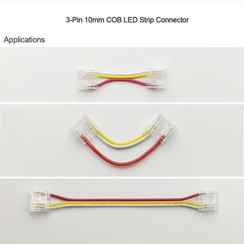 3-Pin 10mm COB LED Strip Connector Kit for Solderless Strip-to-Wire and Strip-to-Strip Joints on CCT COB LED Light Strips (Pack of 25)...