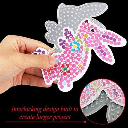 15 Pieces Fuse Beads Pegboards Set, 5mm Perler Beads Boards Clear Plastic Pegboards with 15 Pieces Colorful Cards for Kids DIY Craft Beads (15 Dif...