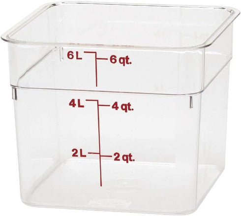 Cambro Food Storage Container - Classic Series Square - 6 QT (Quart) - Commercial Grade for Food Prep (Clear)...