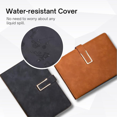 Leather Journal A5 with Pen compartment, Leather Bound for Women Men School, Office, Work, Daily and Travel Diary Writing Journal (Black with Lock...