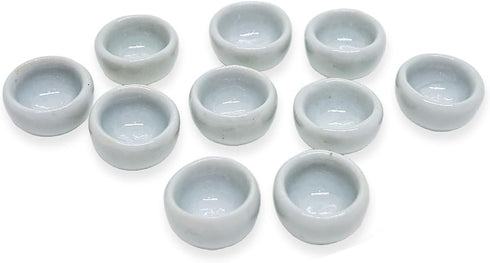 ½" Inch Diameter White Round Ceramic Sauce Bowls Set Of 10 Pieces Tiny Tableware - Miniature Plate Crockery Cutlery Kitchen Utensil Hand Made Pain...