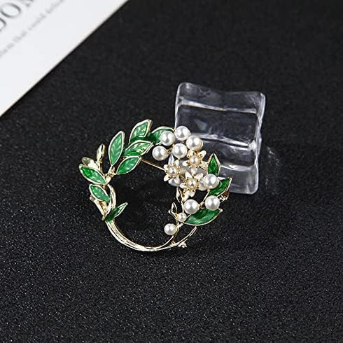 Nobrand COLORFUL BLING Leaf Brooches Pin - Women Chest Brooch, Good Idea For Party, Dance, Wedding, Banquet...