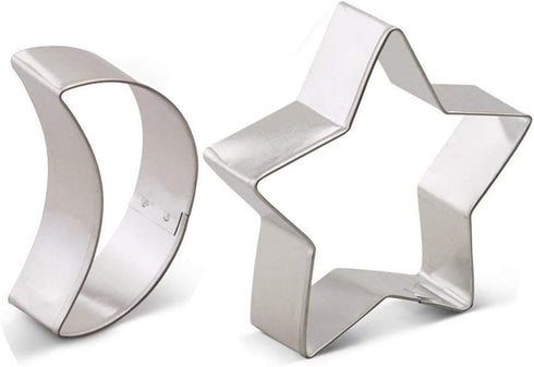 2 Pieces Moon and Star Cookie Cutter Set - Food Grade Stainless Steel...