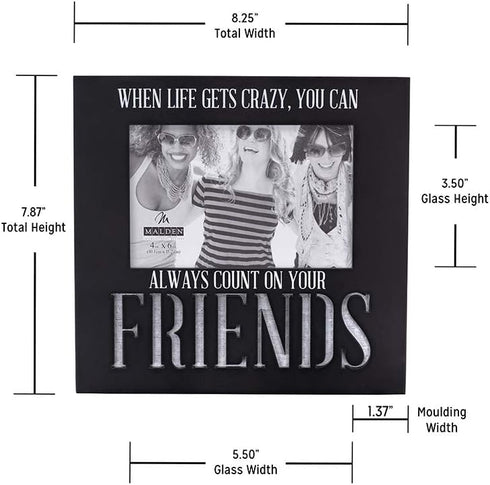 Malden International Designs Laser Cut Industrial Expressions Friends Silkscreen Design and Laser Cut Galvanized Metal Accent Picture Frame, 4x6, ...