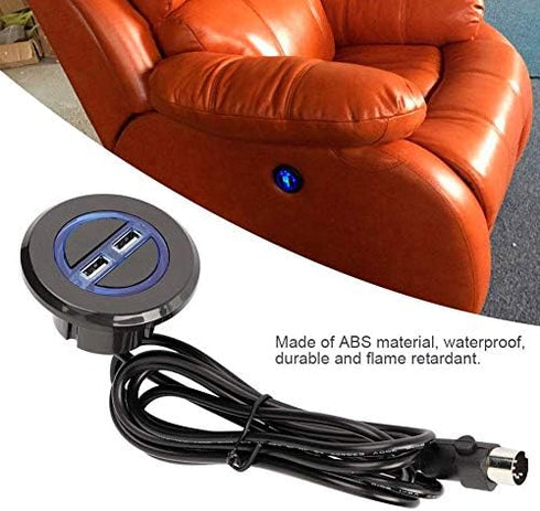 Electric Recliner Chair Sofa Replacement Button, Chair Hand Control Handset with Dual USB Wired Remote Control Electric Sofa Repair Round Dual USB...