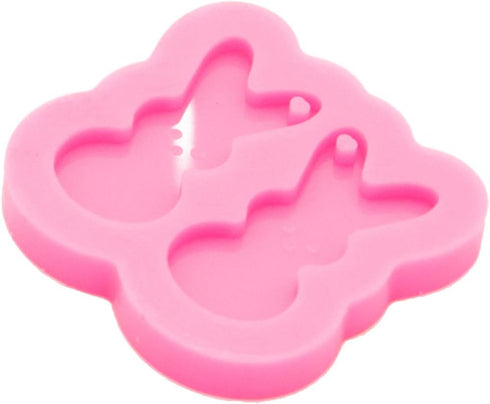 Shiny Glossy Lovely Rabbit Shape Mini Earrings Mold Tiny Resin Silicone Keychain Mold for DIY Epoxy Resin Jewellery Making Craft...