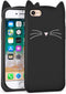 Cute iPhone SE 2022 Case, iPhone SE 2020 Case, iPhone 7 Case, iPhone 8 Case, iPhone 6 Cases, iPhone 6s Case, Black Whisker Cat Ears Funny 3D Carto...