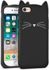 Cute iPhone SE 2022 Case, iPhone SE 2020 Case, iPhone 7 Case, iPhone 8 Case, iPhone 6 Cases, iPhone 6s Case, Black Whisker Cat Ears Funny 3D Carto...