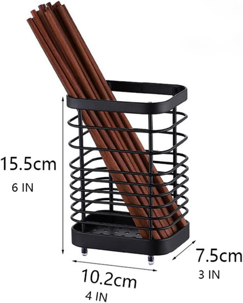 Oidium Stainless Steel Utensil Holder,Utensil Crock Countertop Organizer 6x4x3 In,Black Utensil Holder,Metal Steel Square Utensil Flatware Storage...