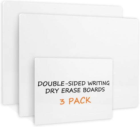 Small White Board Dry Erase, 2 PCS 9”x12” Small Dry Erase Board & 1 PCS 5”x7” Mini Whiteboard, Double-Sided Small Whiteboard Dry Erase, Portable M...