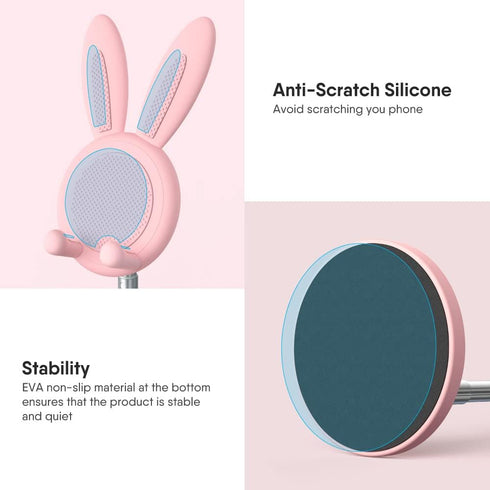 OATSBASF Cell Phone Stand, Adjustable Cute Bunny Phone Stand for Desk, Kawaii Phone Holder Stand, Compatible with All Mobile Phones, iPhone, Kindl...