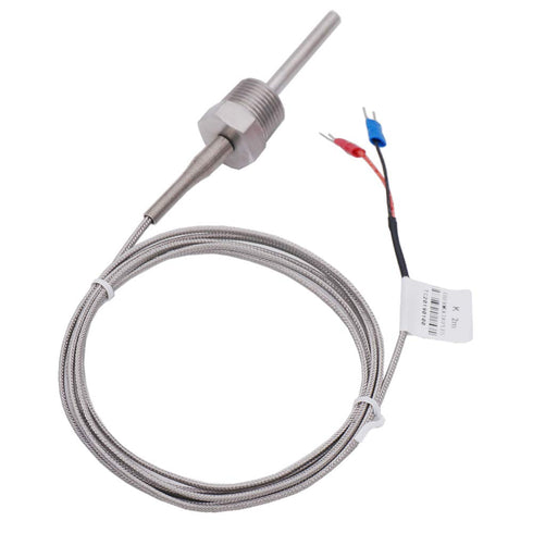 2M Thermistor K-Type Probe Thermocouple Sensor & Meter Temperature Controller,1/2" NPT 6 X 50MM Long Probe Thermocouple Temperature Range from 0 t...