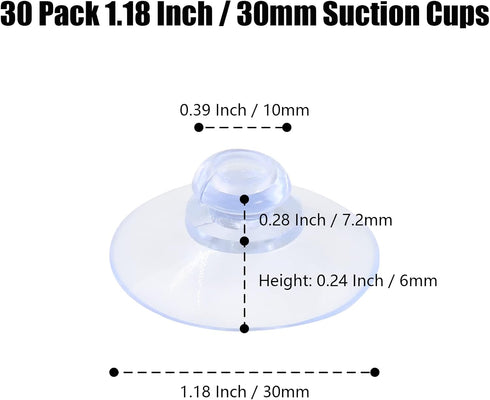 30 Pack Glass Table Suction Cups 30mm Rubber Suction Cup Hangers Without Hooks, Anti-Collision Suction Cups Transparent Suckers, Clear Plastic Suc...