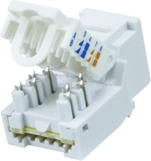 Monoprice Cat6 RJ45 Toolless Keystone Jack - For 22-24AWG Solid Wire, For Use With Wall Plate or Ethernet Panel, White...