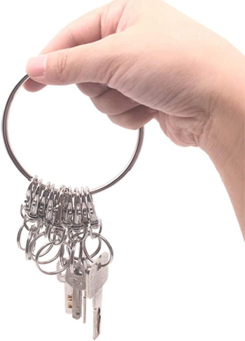 1PC Portable Metal Ring Key Organizer Holder with Swivel Clasps Janitor Key Ring for Warehouse Office School Home Use, Silver...